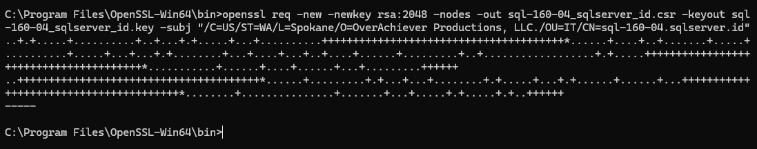 Using OpenSSL for CSR Genreation